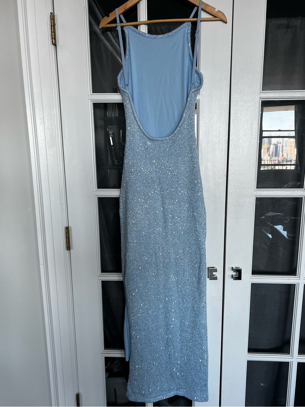 SNDYS Azaria True Sequin Knit Maxi Dress in Light Blue - Picture 7 of 8